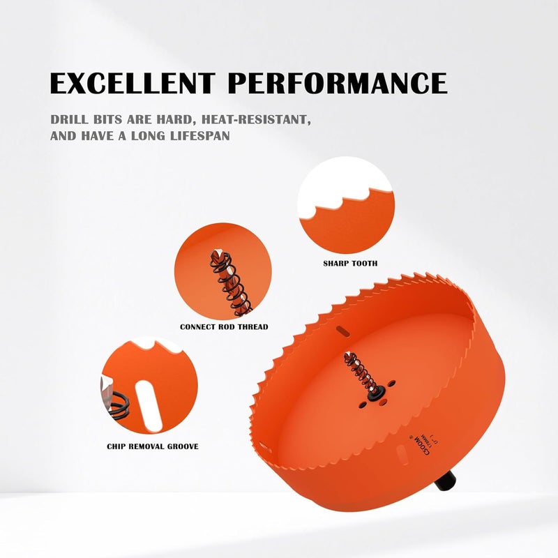 CSOOM 7" (178mm) Bi-Metal Hole Saw for Plastic, Wood, Plywood, Thin Steel and Thin Aluminum Sheets - Image 3